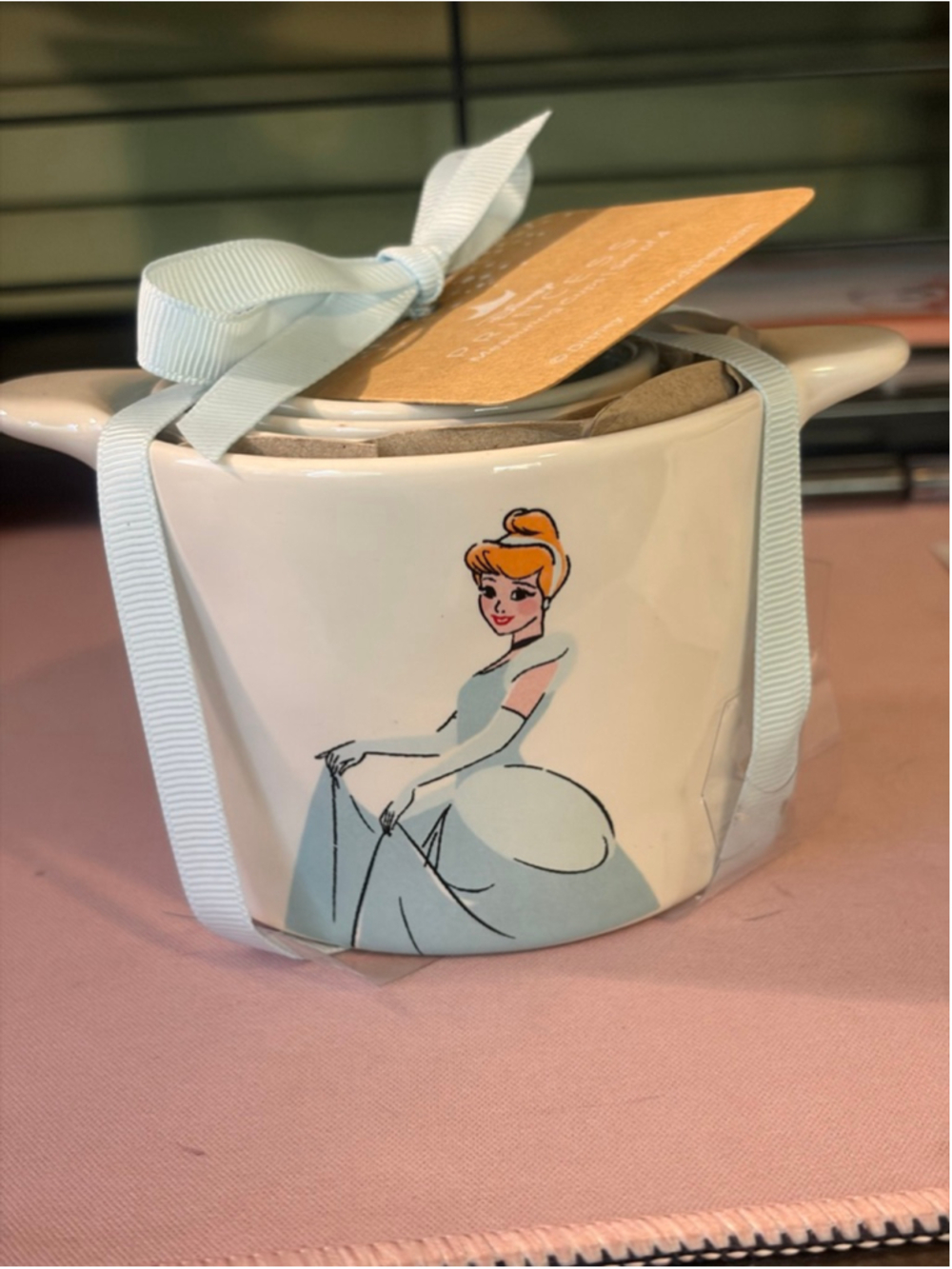 Rae Dunn Disney Princess Cinderella White Blue Measuring Cups Set